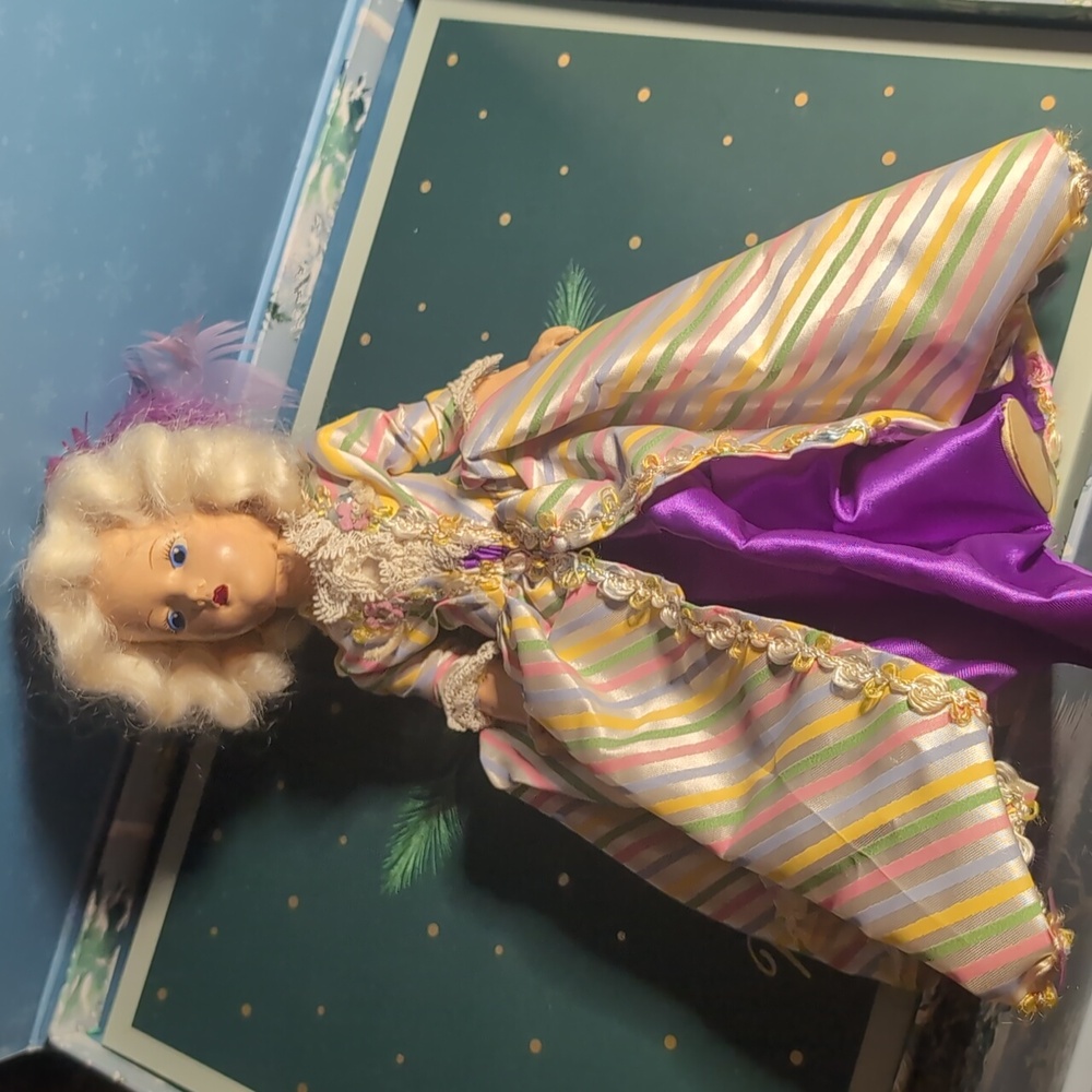 AVAILABLE - VTG 1940s doll with wig made of mohair & Victorian style cloths.
